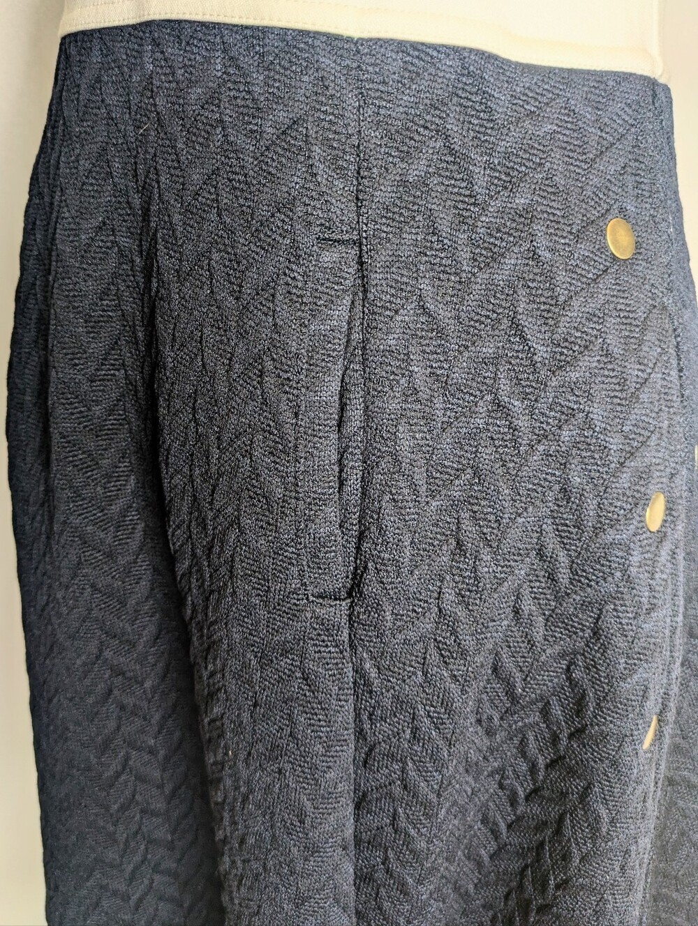 Maeve Dress Midi Cable Knit Sleeveless Zip Color Block Cream Tan Pockets Size 0 - Picture 7 of 9